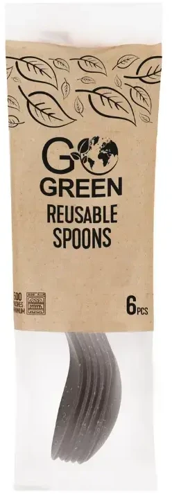 Lumarko Gogreen Daugkartinio naudojimo šaukštai Go Žalias, 6 vnt., juodi