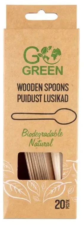 Gogreen Wooden spoons Go Žalias 20 pcs/0,07kg