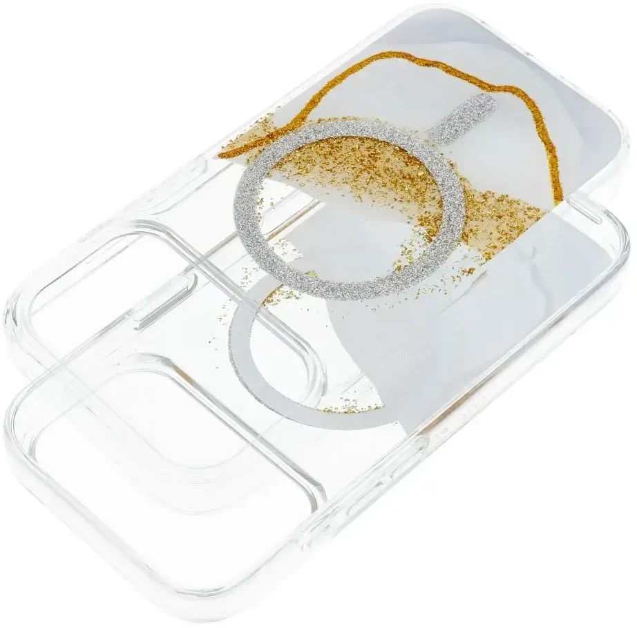 Golden OEM dėklas, skirtas iPhone 17 Pro Max / 18 Pro Max (žemas kameros kraštas), auksinis, suderinamas su MagSafe, baltas
