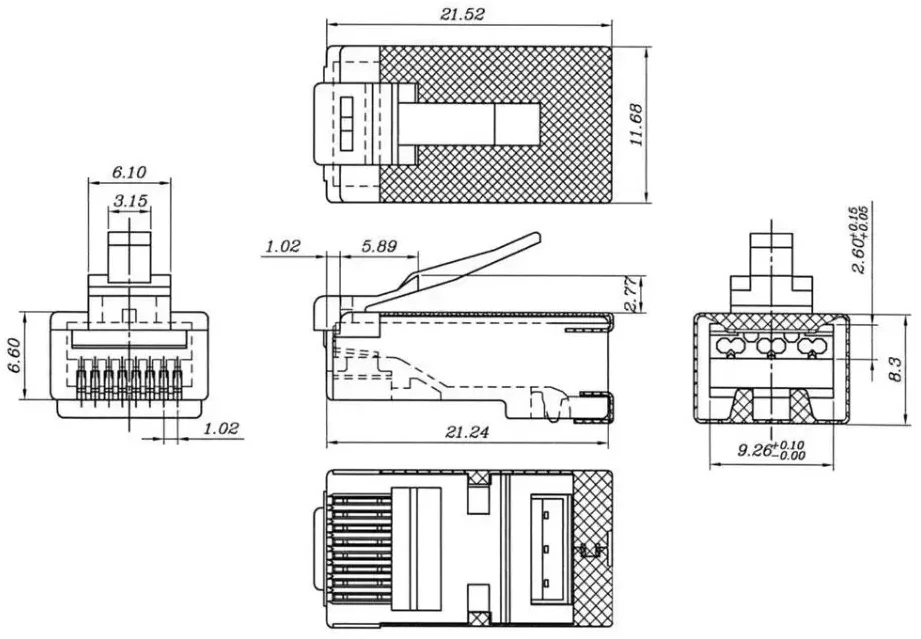 Goobay Kištukas RJ45 (8P8C) CAT 6A ekranuotas