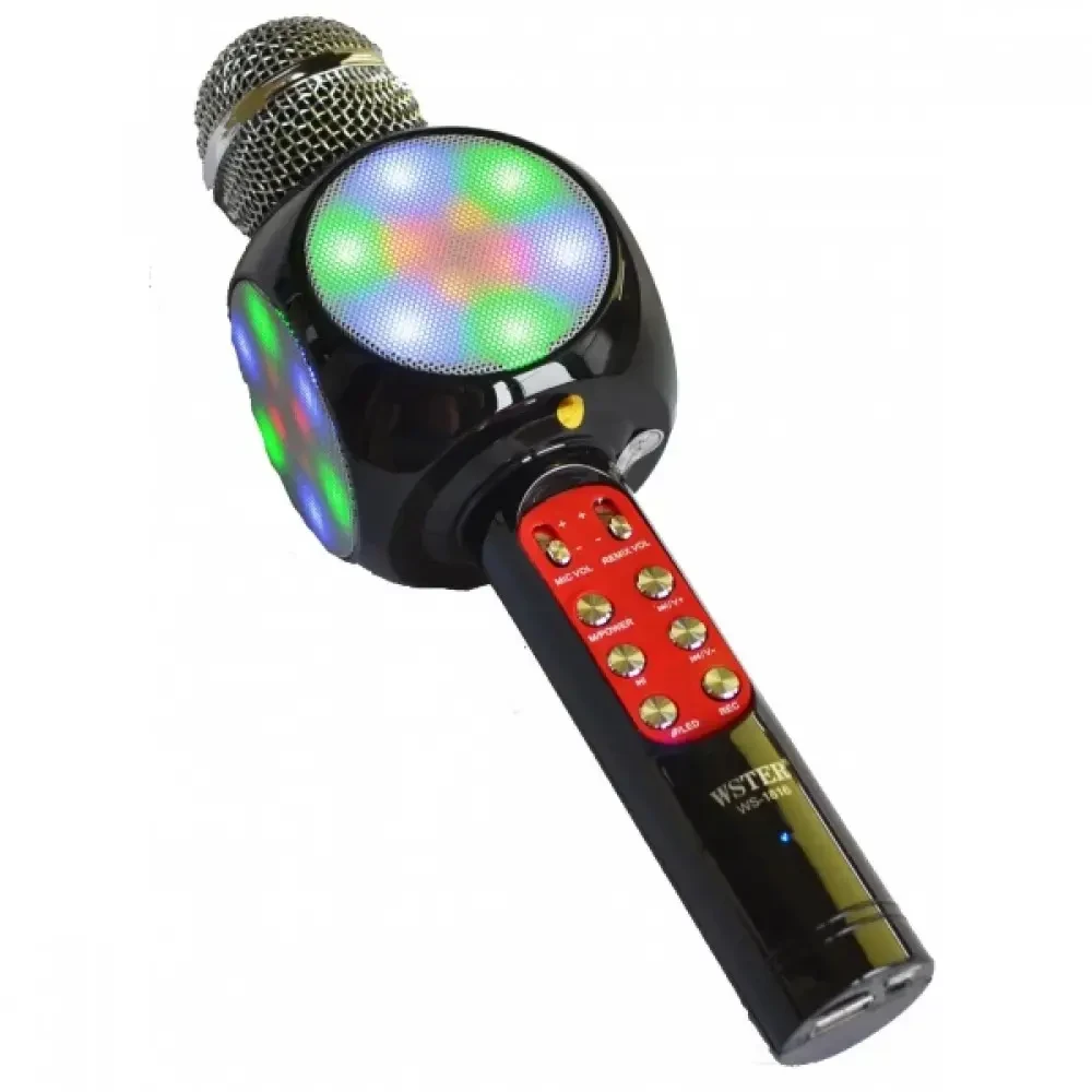 GoodBuy LED 360 karaoke mikrofons ar Bluetooth skaļruni | 5W Juodas