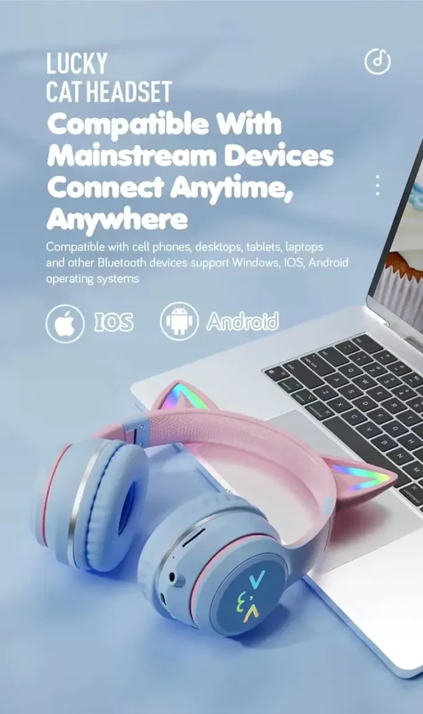 Ausinės Goodbuy Strange Eyes belaidės headsets skirta kids | bluetooth 5.1 juodas (Damaged Package) (Pažeista pakuotė)