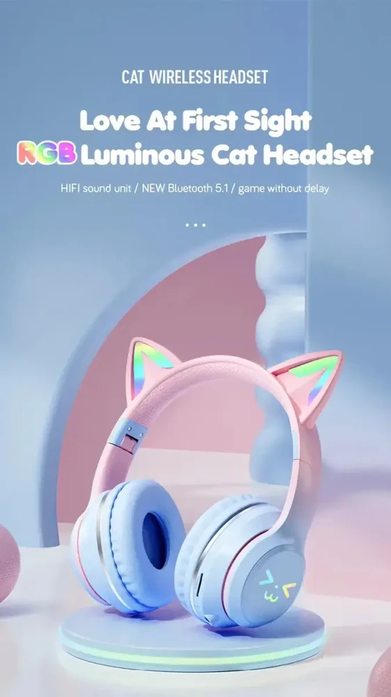 Ausinės Goodbuy Strange Eyes belaidės headsets skirta kids | bluetooth 5.1 juodas (Damaged Package) (Pažeista pakuotė)