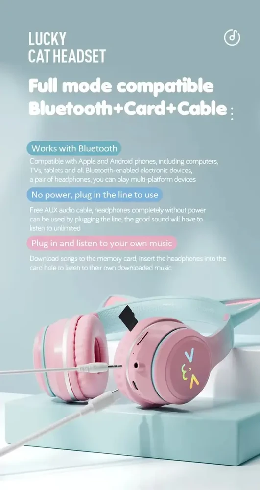 Ausinės Goodbuy Strange Eyes belaidės headsets skirta kids | bluetooth 5.1 juodas (Damaged Package) (Pažeista pakuotė)