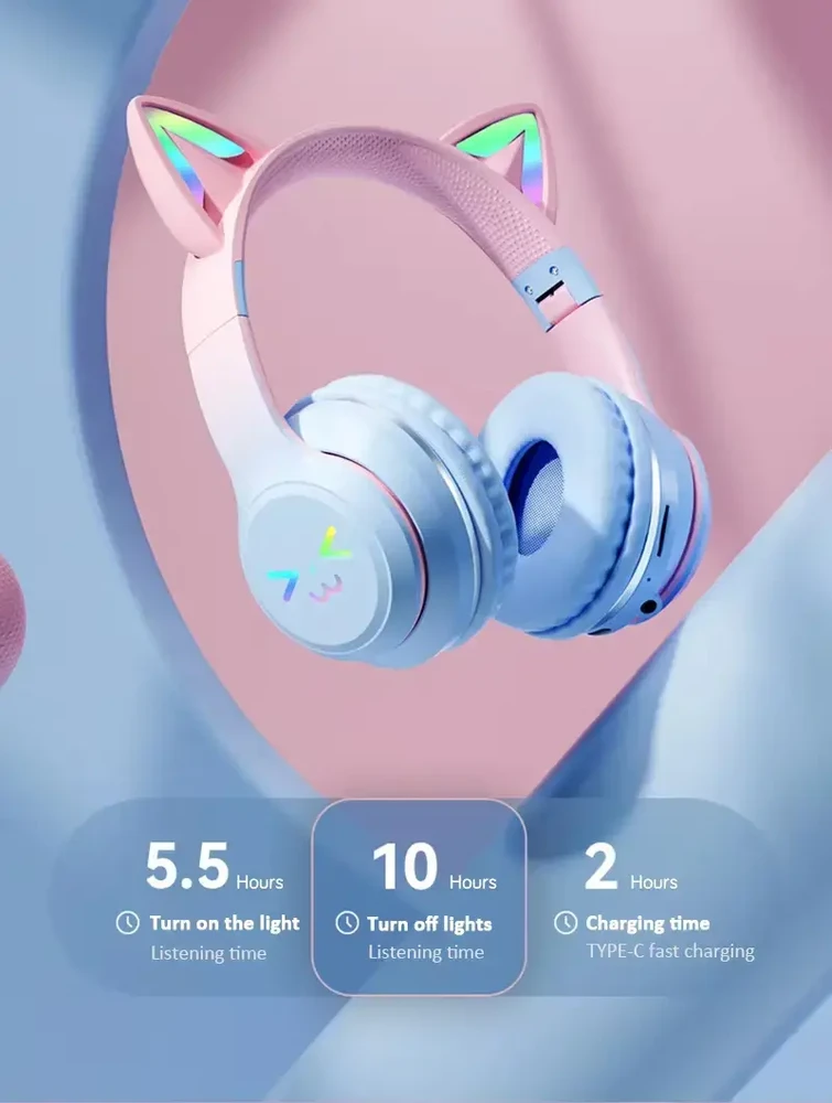 Ausinės Goodbuy Strange Eyes belaidės headsets skirta kids | bluetooth 5.1 juodas (Damaged Package) (Pažeista pakuotė)