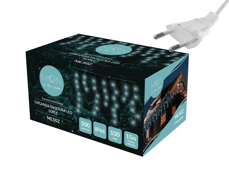 GoodBuy PR 100 LED girlianda, varvekliai, šaltai balta šviesa