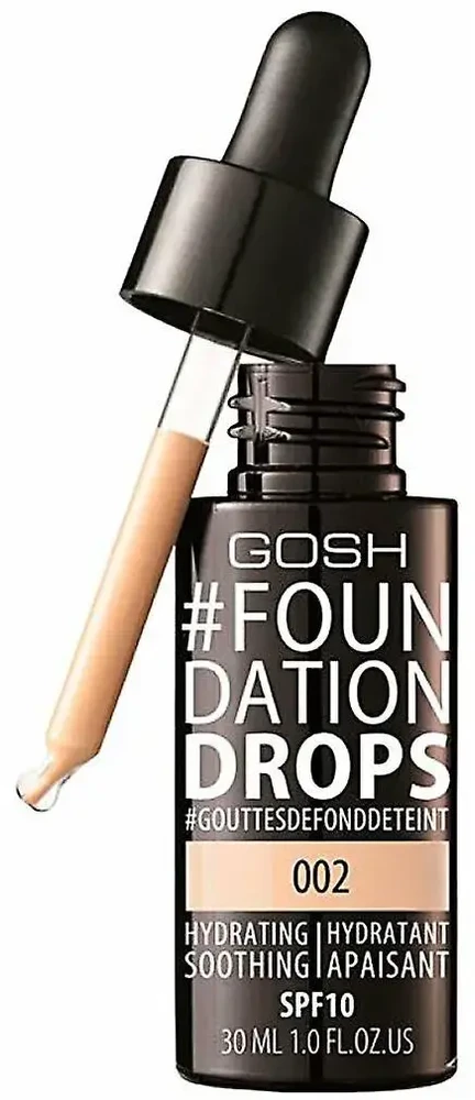 makiažo pagrindas Gosh Foundation Drops Hydrating Spf10 002 Ivory 30ml