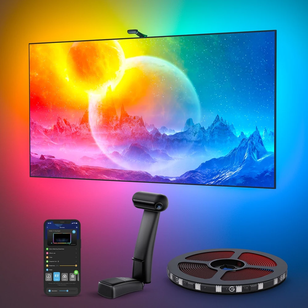 Govee H605C Envisual TV foninis apšvietimas T2 | LED juostelė | televizoriui 55-65 colių, RGBIC, Wi-Fi+Bluetooth