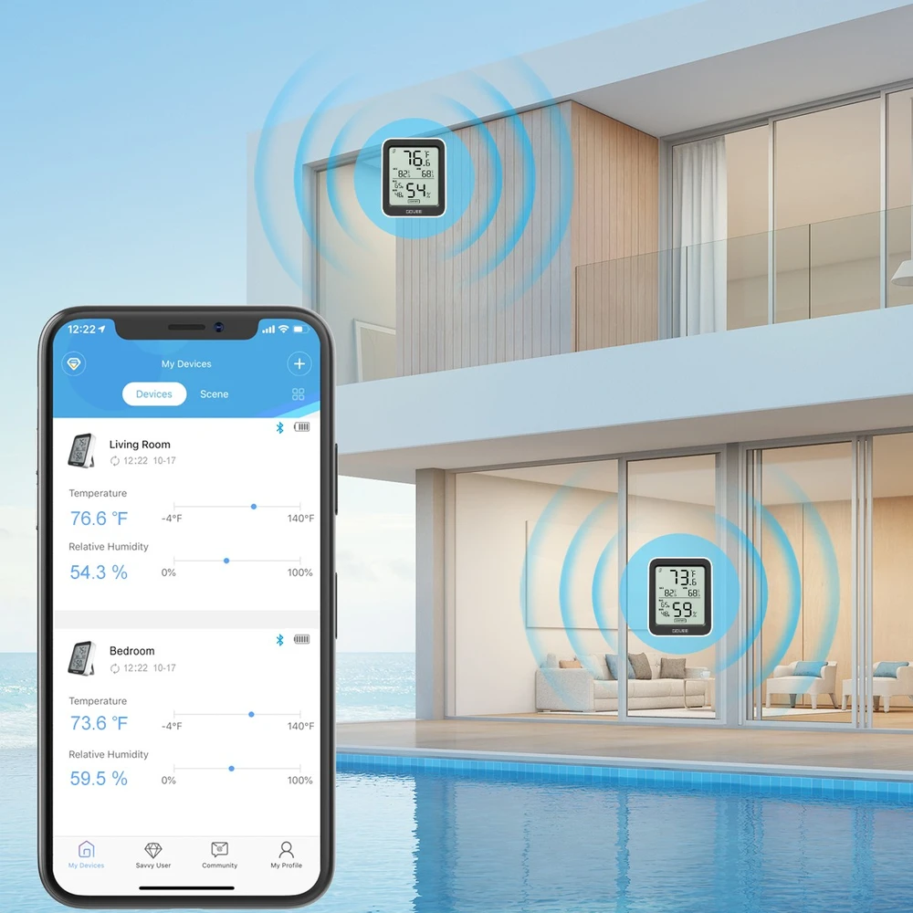 Govee H5075 Bluetooth termometras hidrometras su ekranu
