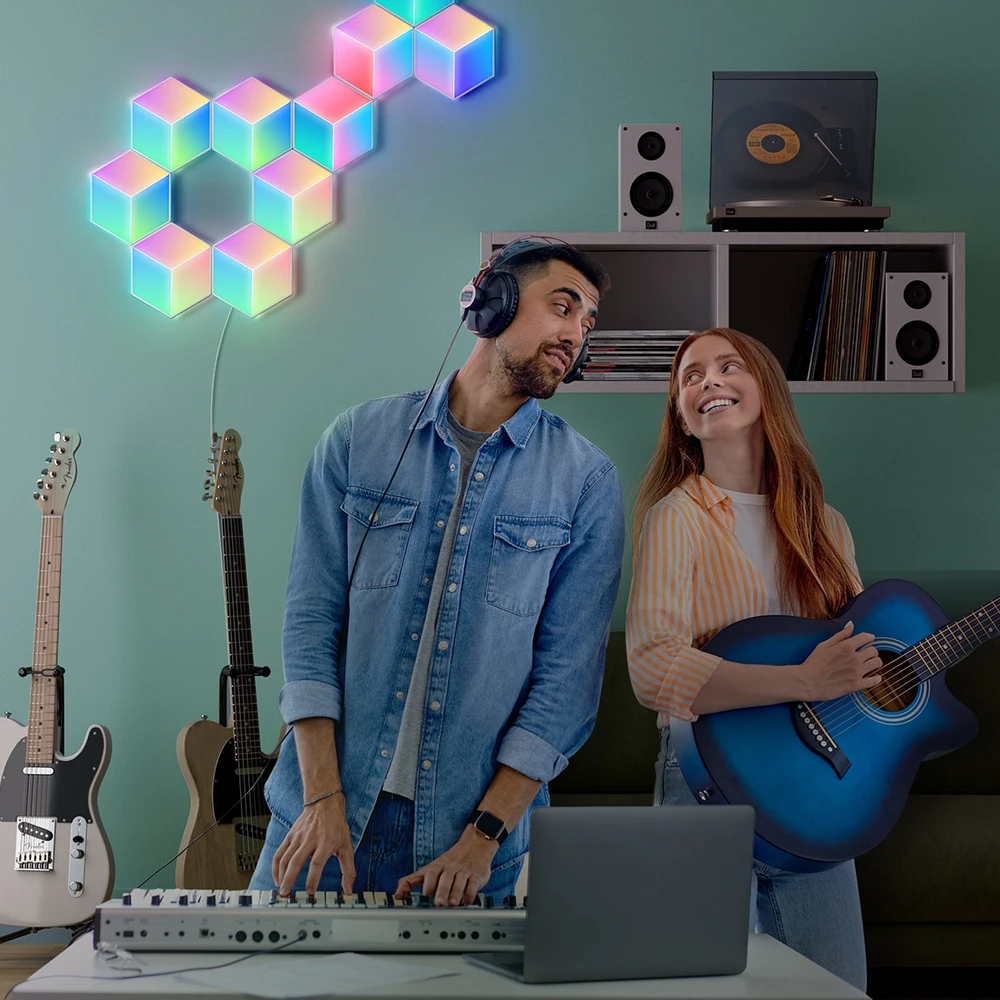 „Govee Glide Hexa Pro“ išmanusis sieninis šviestuvas su „Wi-Fi“ / „Bluetooth“ 72 W