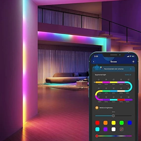 Govee H618A pagrindinis LED juostinis šviestuvas 5m | Taśma LED | Wi-Fi, Bluetooth, RGBIC