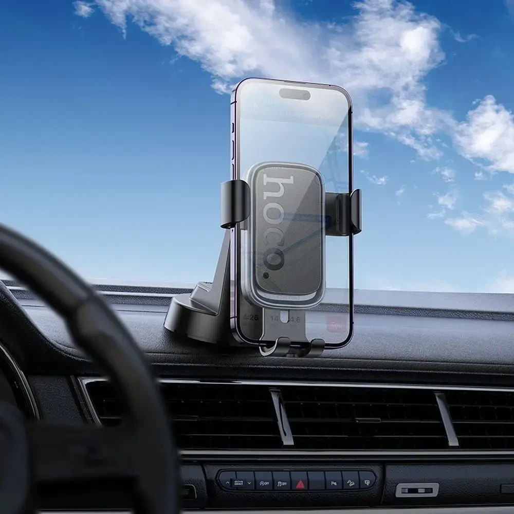 Gravity car phone holder Hoco dashboard H81 juodas and pilka
