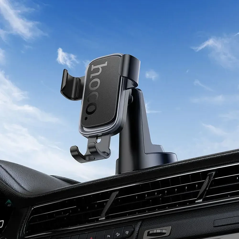 Gravity car phone holder Hoco dashboard H81 juodas and pilka