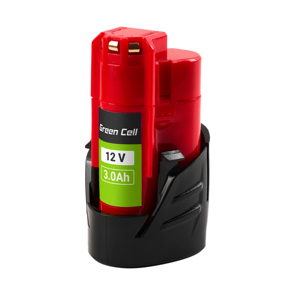 Green Cell baterija Milwaukee M12 su juodu pagrindu