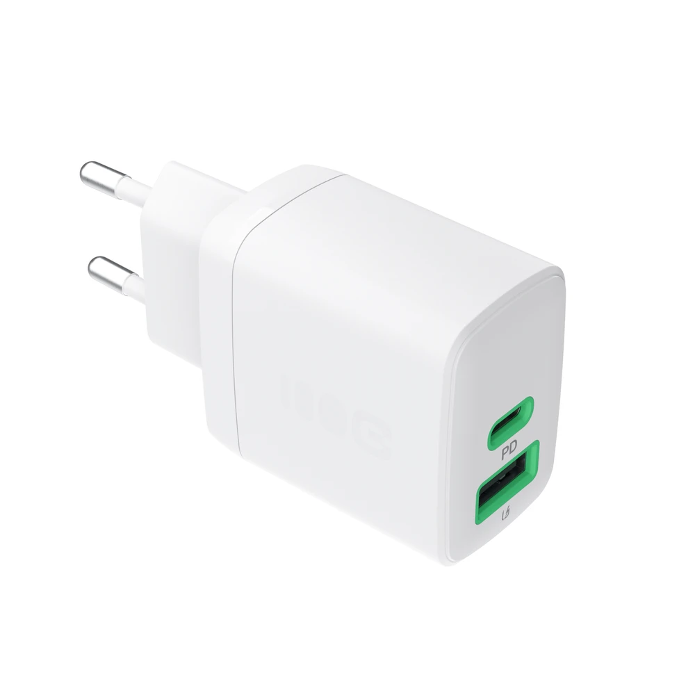 Green Cell Žalias Cell Greencell PowerSource Duo30 įkroviklis USB/USB-C baltas maitinimo adapteris 30W maitinimo tiekimas