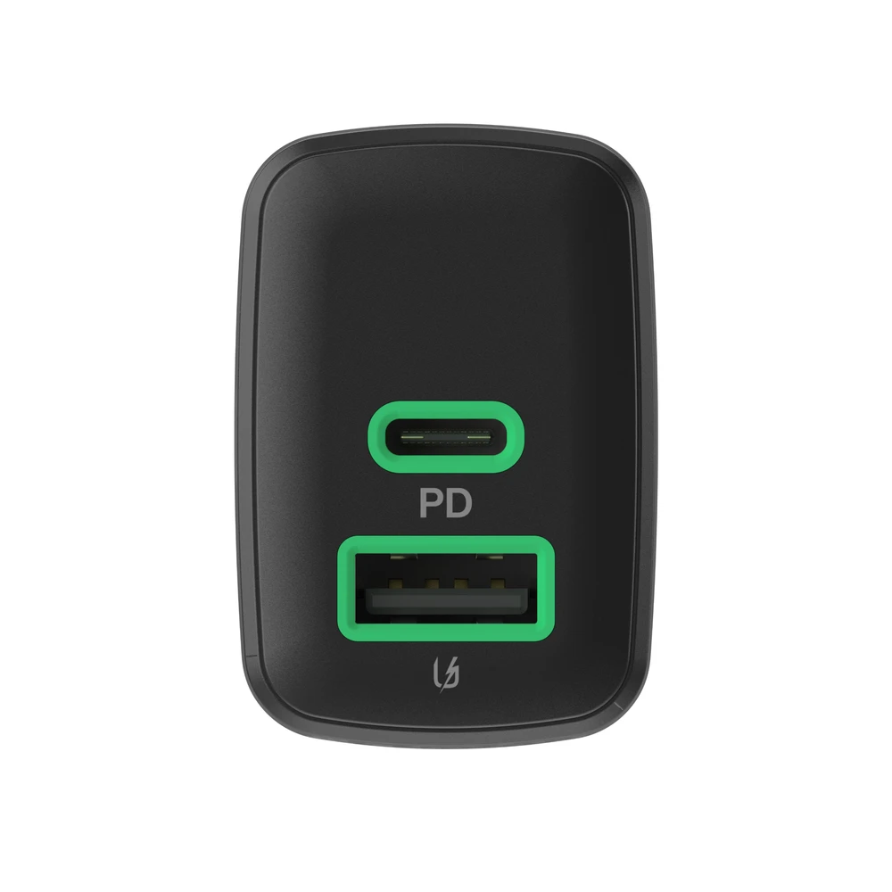 Green Cell Žalias Cell Greencell PowerSource Duo30 įkroviklis USB/USB-C juodas maitinimo adapteris 30W maitinimo tiekimas