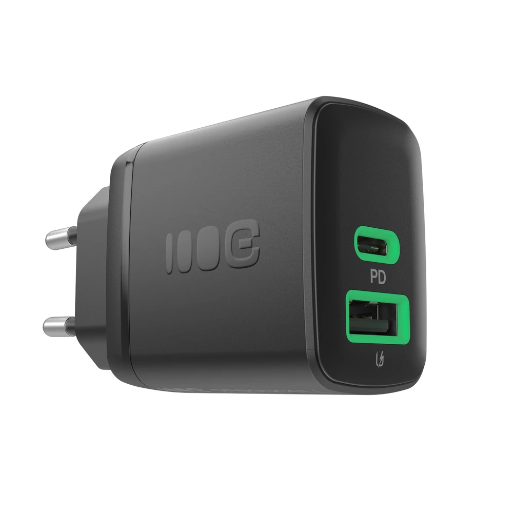 Green Cell Žalias Cell Greencell PowerSource Duo30 įkroviklis USB/USB-C juodas maitinimo adapteris 30W maitinimo tiekimas