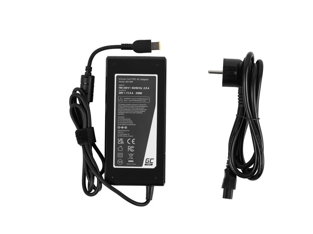 Green Cell Žalias Cell įkroviklis / Ladegerät Žalias Cell PRO 20V 11.5A 230W Lenovo Legion Y520 Y530 Y540 Y720 Y730