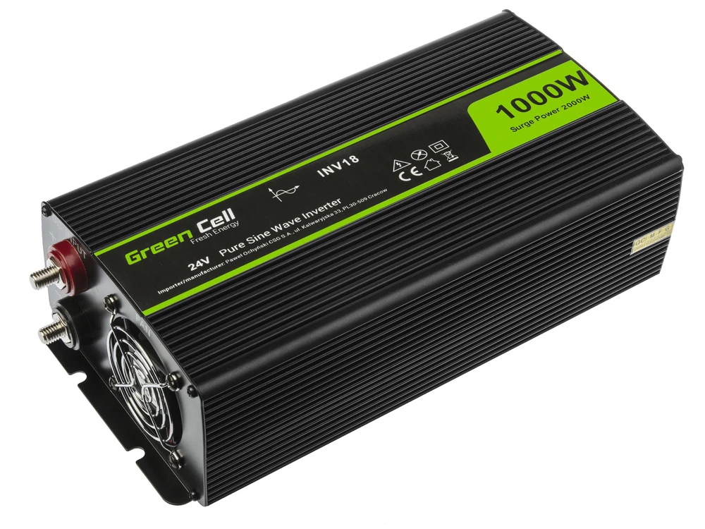 Green Cell Žalias Cell Inverteris 24V/230V 1000W/2000W Sinusinė išėjimo įtampa Žalias Cell