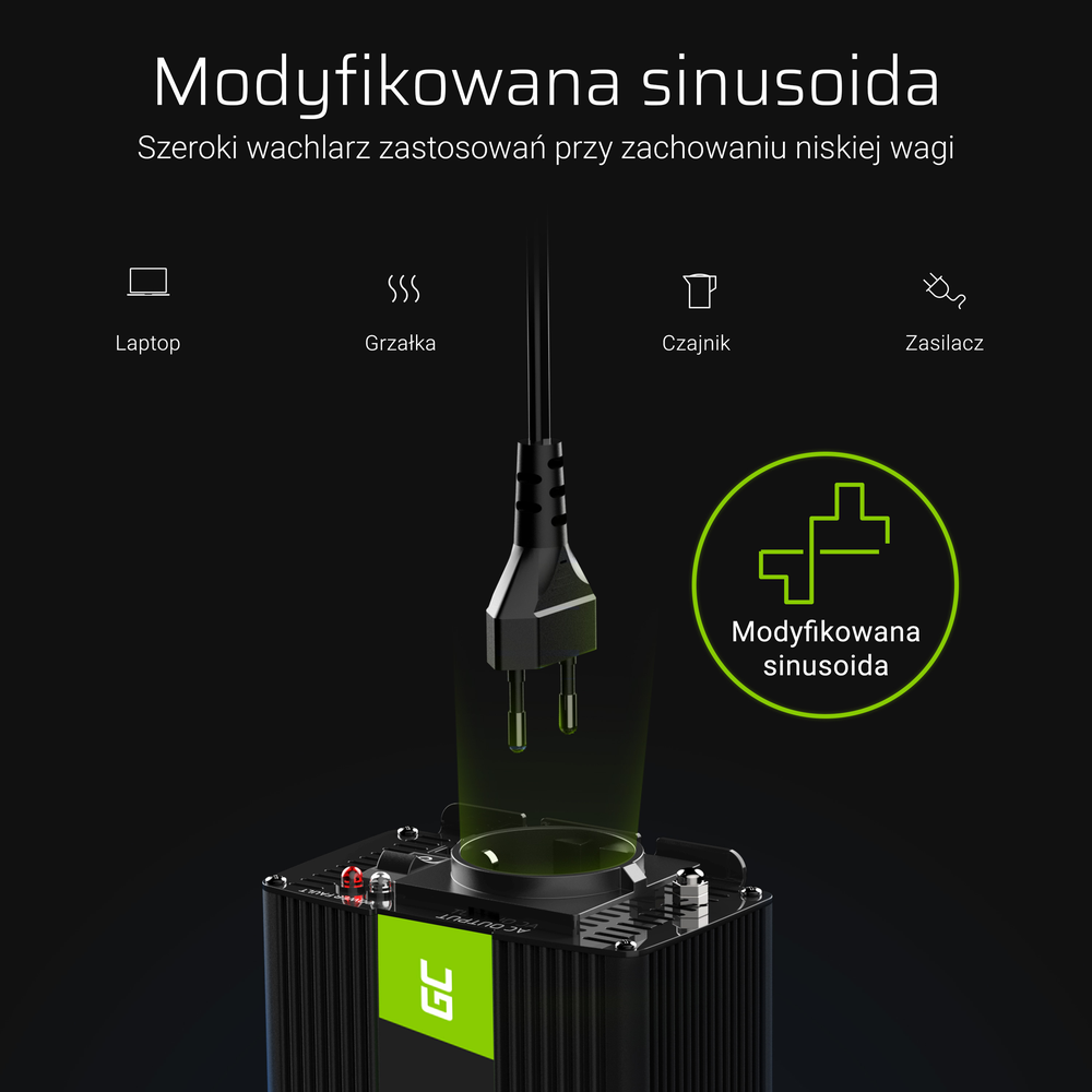 Green Cell Žalias Cell Inverteris 24/230V 500W modifikuota sinusinė išėjimo įtampa Žalias Cell