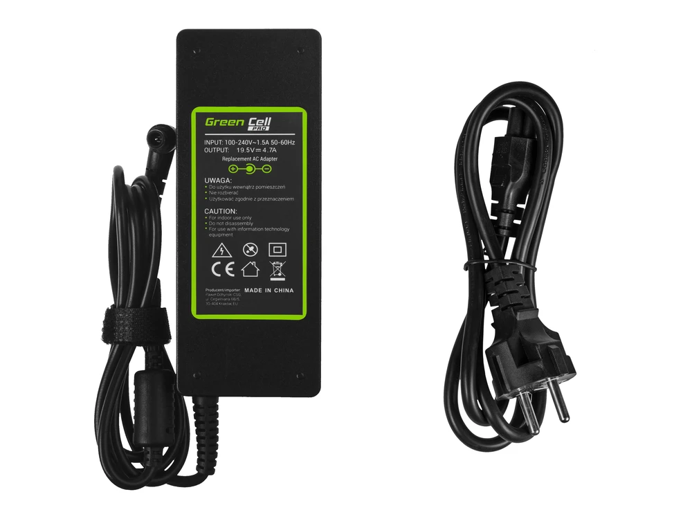 Green Cell Žalias Cell GREENCELL AD31P Žalias Cell PRO įkroviklis / kintamosios srovės adapteris, skirtas Sony 90W 19.5V 4.7A 6.0mm–4.4mm