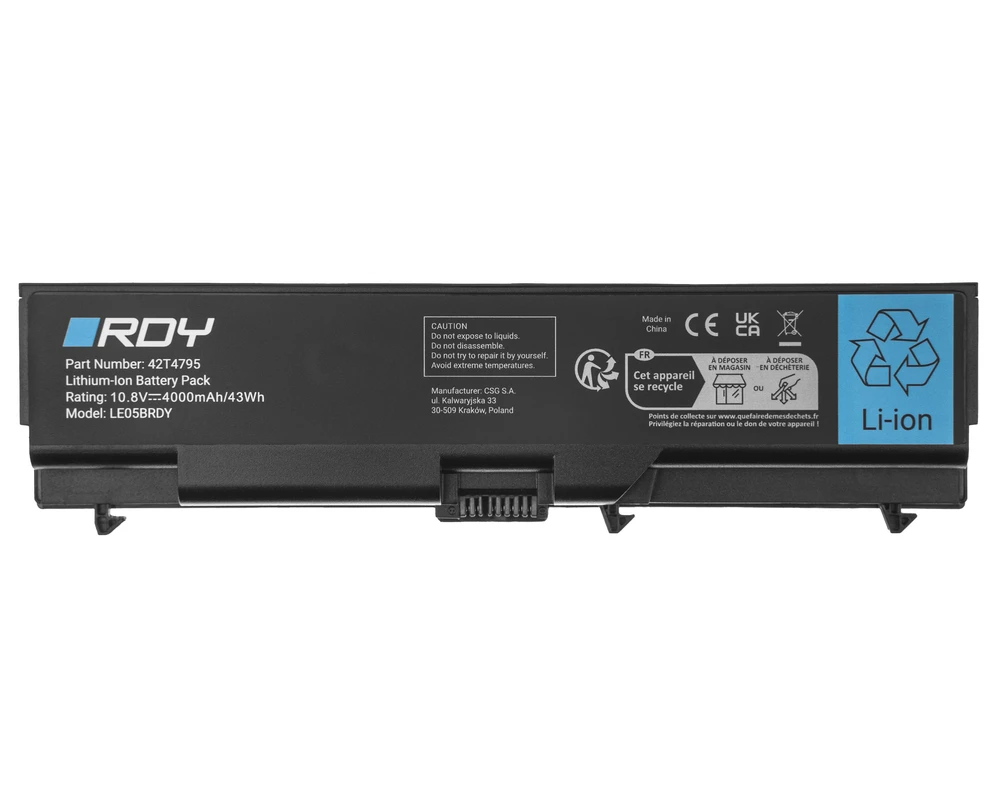Baterija RDY 42T4235 42T4791 42T4795 do Lenovo ThinkPad T410 T420 T510 T520 W510 W520 E520 E525 L510 L520 SL410 SL510
