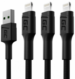 Green Cell Žalias Cell Žalias CELL 3x Kabelis GC Ray USB - Lightning 200cm baltas LED apšvietimas