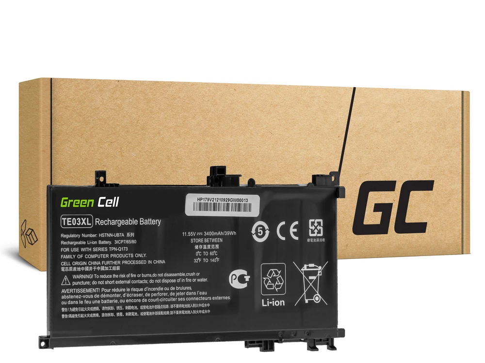 Žalias Cell TE03XL baterija, skirta HP Omen 15-AX052NW 15-AX055NW 15-AX075NW 15-AX099NW, HP Pavilion 15-BC402NW