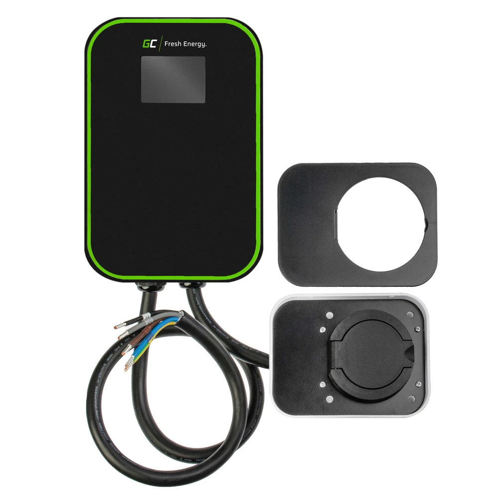 Wallbox Žalias Cell Žalias Cell EV Charger PowerBox 22kW įkroviklis su Type 2 lizdu ir RFID, skirtas elektromobiliams ir Plug-In hibridams įkrauti, 32 A