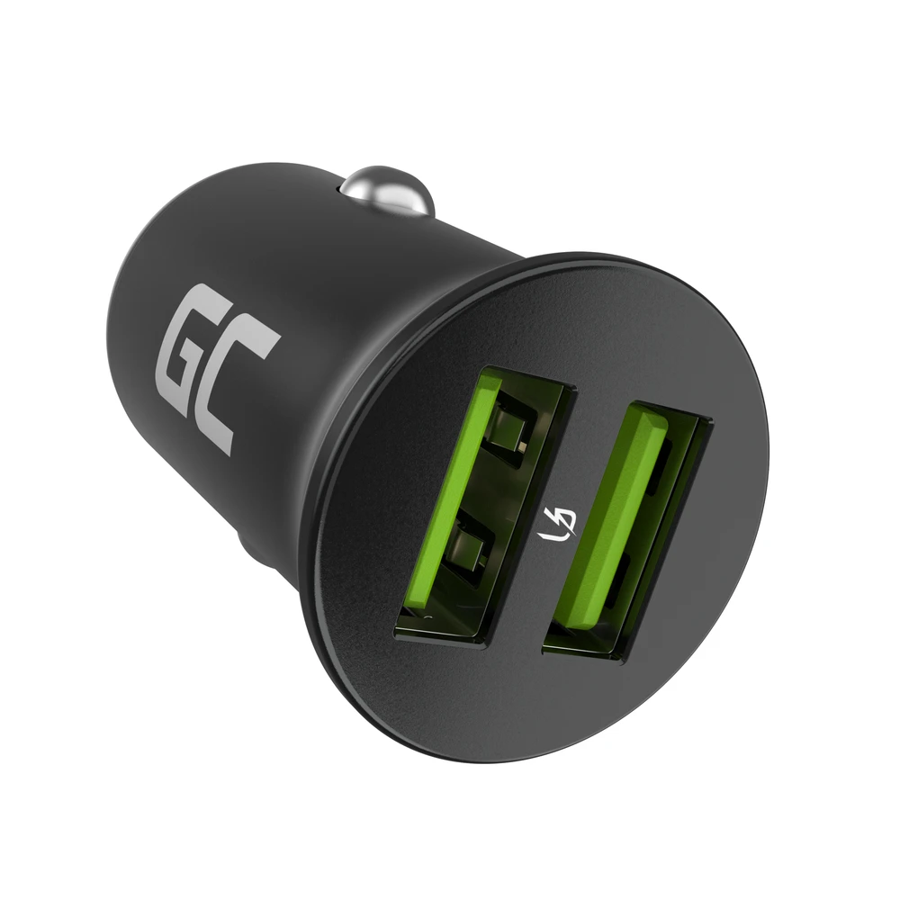 Green Cell Žalias Cell Žalias Cell automobilinis įkroviklis 36W GC PowerRide Nano36 su 2x USB-A Ultra Charge greitas įkrovimas