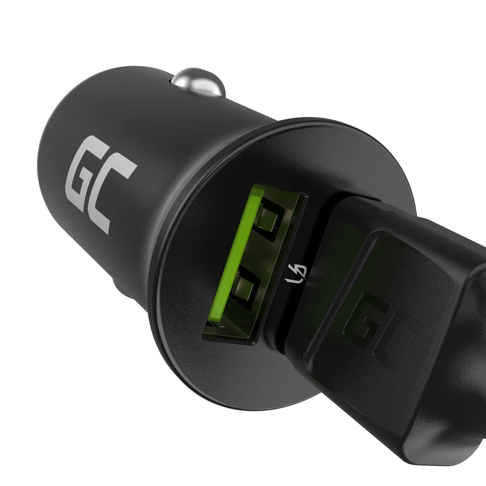 Green Cell Žalias Cell Žalias Cell automobilinis įkroviklis 36W GC PowerRide Nano36 su 2x USB-A Ultra Charge greitas įkrovimas