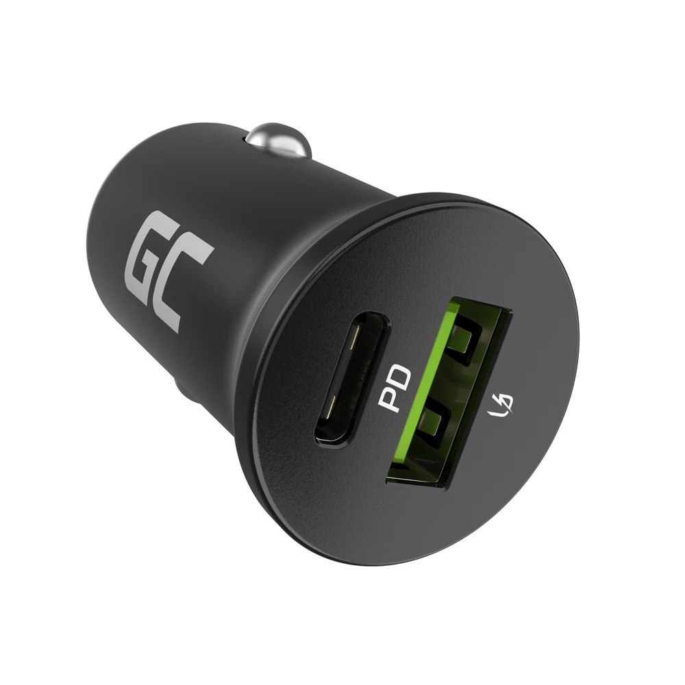 Green Cell Žalias Cell Žalias Cell Autoladegerät 38W GC PowerRide Nano38 su USB-C USB-A Maitinimo tiekimas ir Ultra Charge Schnellladung
