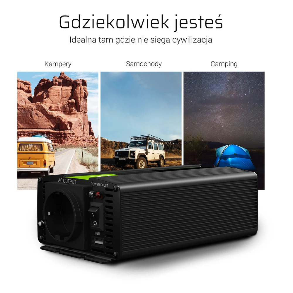 Green Cell Žalias Cell Automobilinis įtampos keitiklis Žalias Cell ® 12V do 220V, 1000W/2000W
