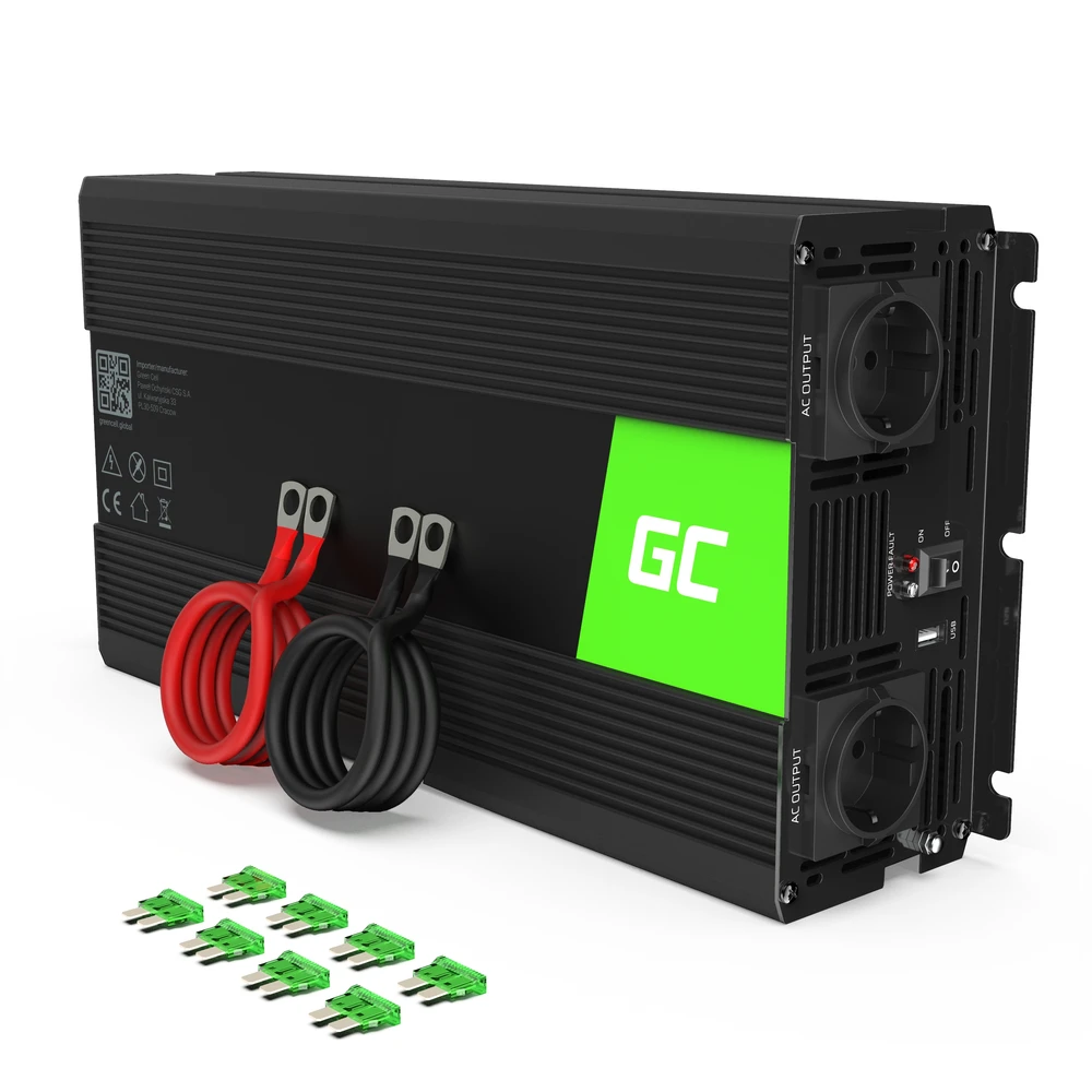 Green Cell Žalias Cell Inverteris 24V/230V 1500W/3000W Modifikuota sinusinė išėjimo įtampa Žalias Cell