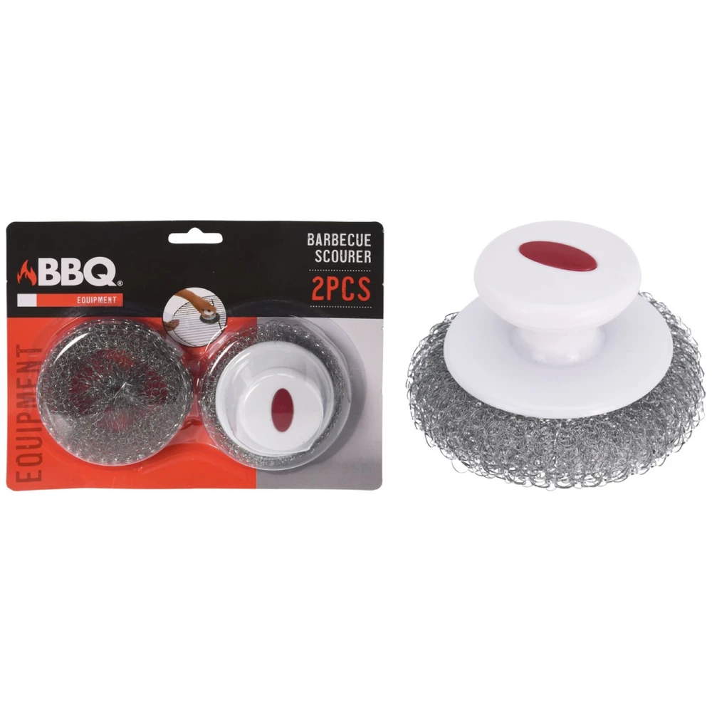 BBQ PIECES Metalinė viela su grotelių valymo rankena, 2 vnt
