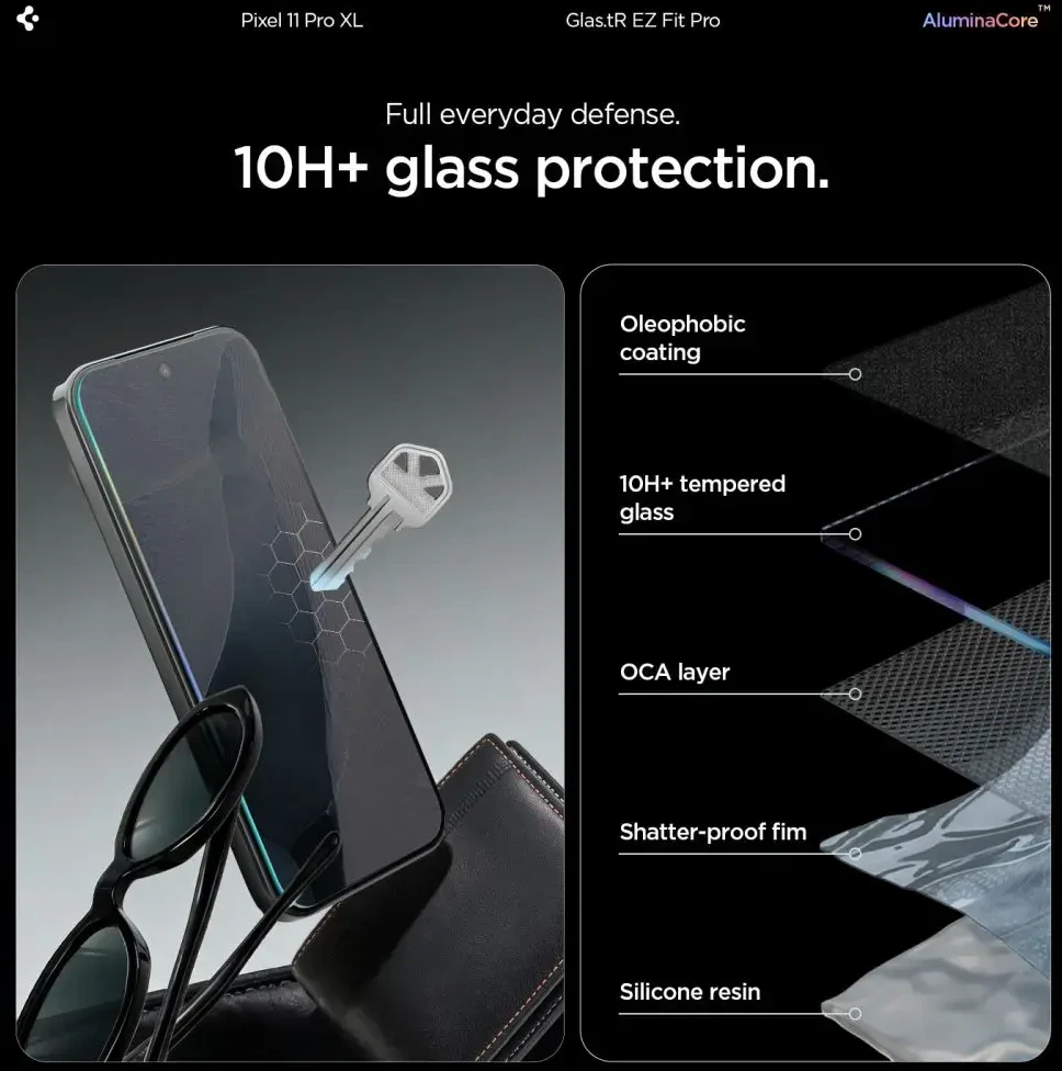 GRŪDINTAS STIKLAS Spigen GLAS.TR EZ FIT PRO AC 2-PACK GOOGLE PIXEL 11 PRO XL SKAIDRUS