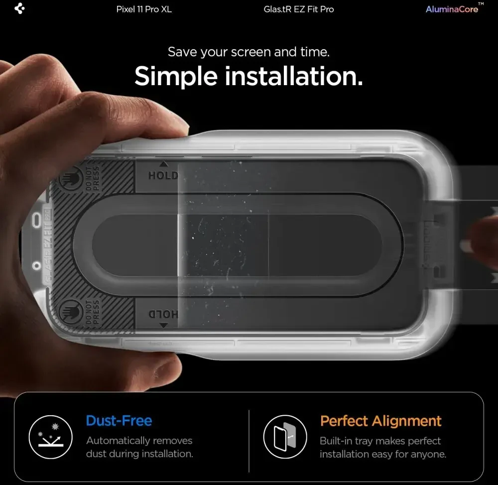 GRŪDINTAS STIKLAS Spigen GLAS.TR EZ FIT PRO AC 2-PACK GOOGLE PIXEL 11 PRO XL SKAIDRUS