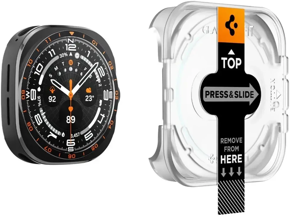 GRŪDINTAS STIKLAS Spigen GLAS.TR EZ-FIT AC 2-PACK Samsung Galaxy WATCH ULTRA 2 2026 (47 MM) SKAIDRUS