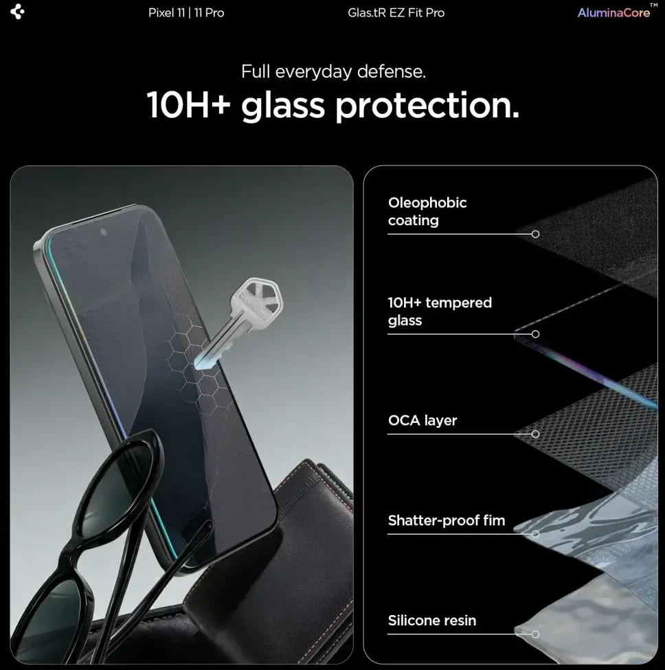 Grūdintas stiklas SPIGEN GLAS.TR EZ FIT PRO AC 2-PACK GOOGLE PIXEL 11 / 11 PRO CLEAR