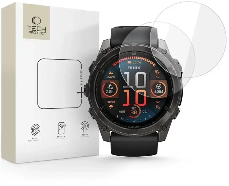 Spigen Tech-Protect Glass Fit+ 2-pack apsauginis stiklas skirtas Garmin Fenix 8 51mm – skaidrus