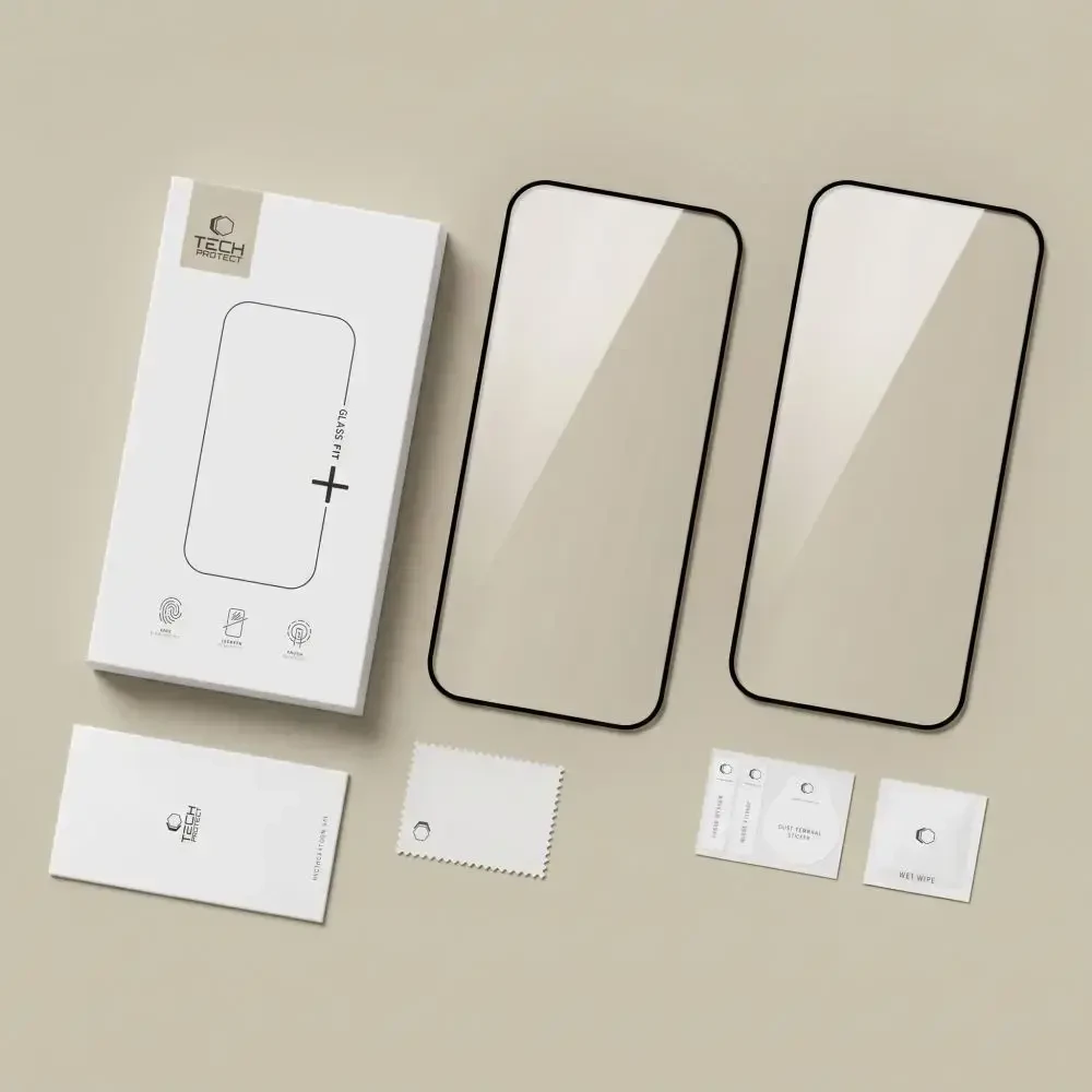 Grūdintas stiklas TECH-PROTECT GLASS FIT+ 2-PACK XIAOMI REDMI 17 4G / 5G Juodas