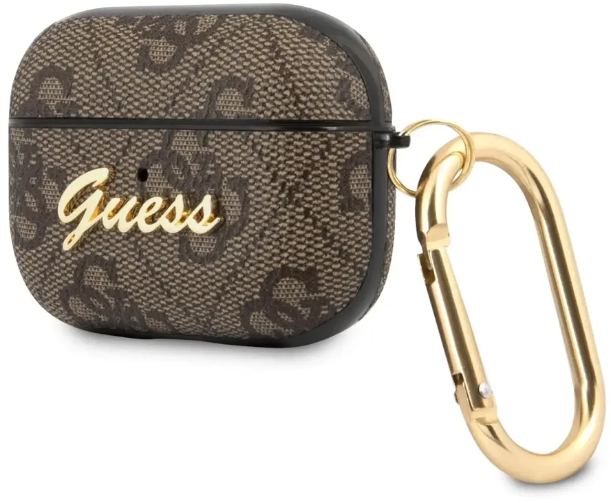 „Guess“ – „Guess 4G Script“ kompiuterio/PU dėklas, skirtas „AirPods Pro“, rudas