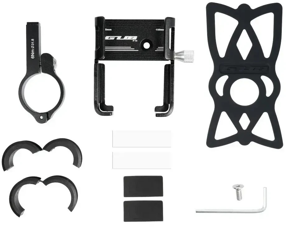 GUB bike holder for mobile phone + silicone bandage P10 Aliuminio juodas