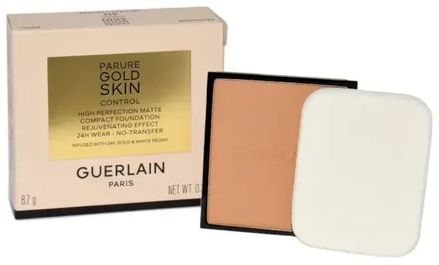 „Guerlain“ kompaktiško makiažo pagrindo papildymas „Parure Gold Skin Control“ (matinio kompaktiško makiažo pagrindo papildymas „Hight Perfection“) 8,7 g, N°4N