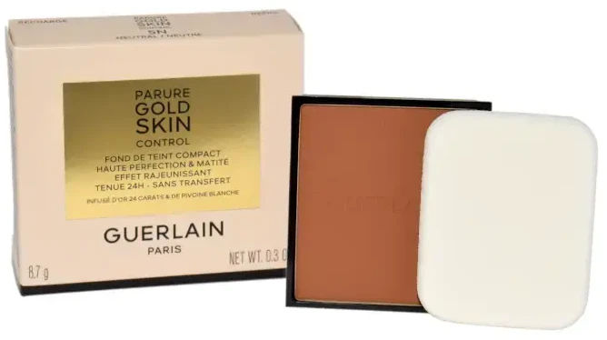 „Guerlain“ kompaktiško makiažo pagrindo papildymas „Parure Gold Skin Control“ (matinio kompaktiško makiažo pagrindo papildymas „Hight Perfection“) 8,7 g, N°5N