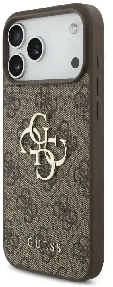 Guess 4G didelio logotipo dėklas iPhone 17 Pro Max rudas
