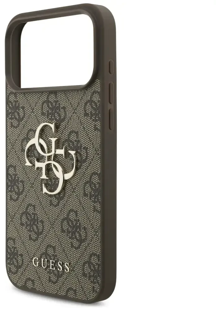 Guess 4G didelio logotipo dėklas iPhone 17 Pro Max rudas