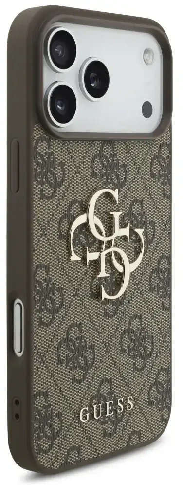 Guess 4G didelio logotipo dėklas iPhone 17 Pro Max rudas