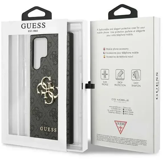 Guess 4G didelio metalinio logotipo dėklas Samsung Galaxy S24 Ultra - juodas