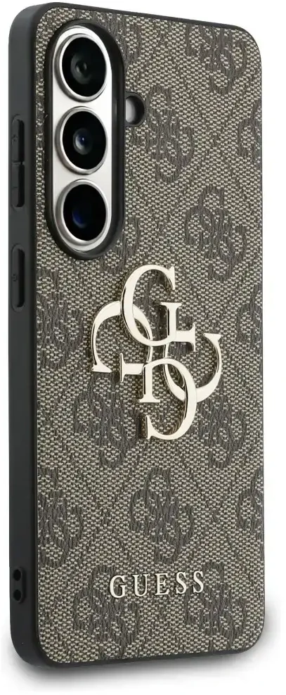 Guess PU 4G Metal Logo dėklas skirtas Samsung Galaxy S26+ rudos spalvos
